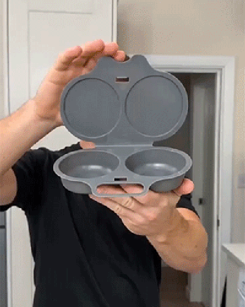 The egg poacher in action in the microwave