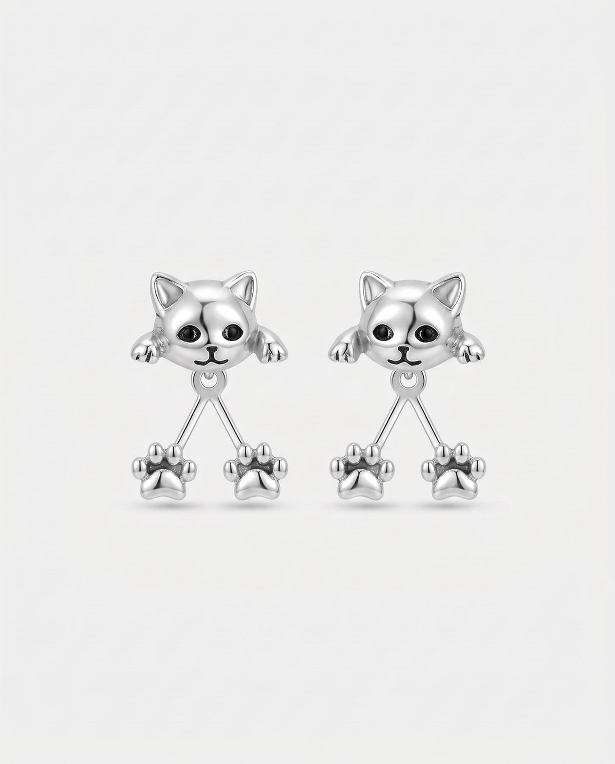 Aretes Gatito Abrazo - Plata
