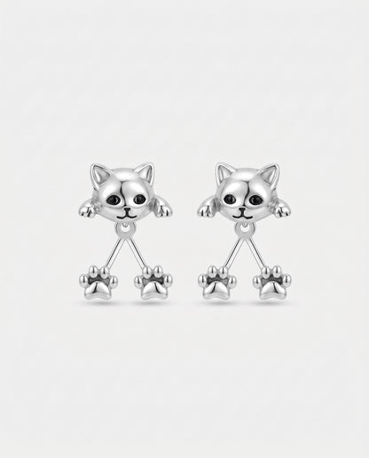 Aretes Gatito Abrazo - Plata