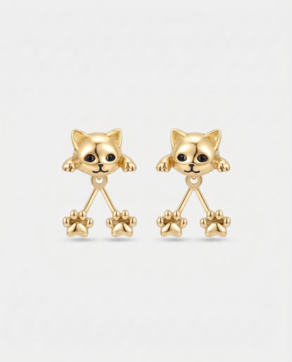 Aretes Gatito Abrazo - Oro