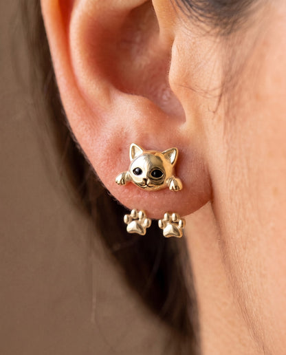 Aretes Gatito Abrazo - Oro