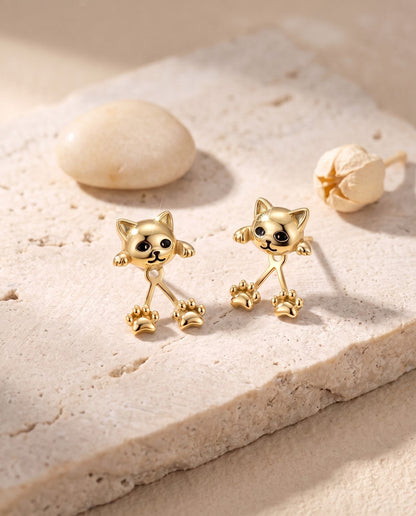 Aretes Gatito Abrazo - Oro