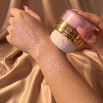 Fairy Glow Puff before and after on the wrist