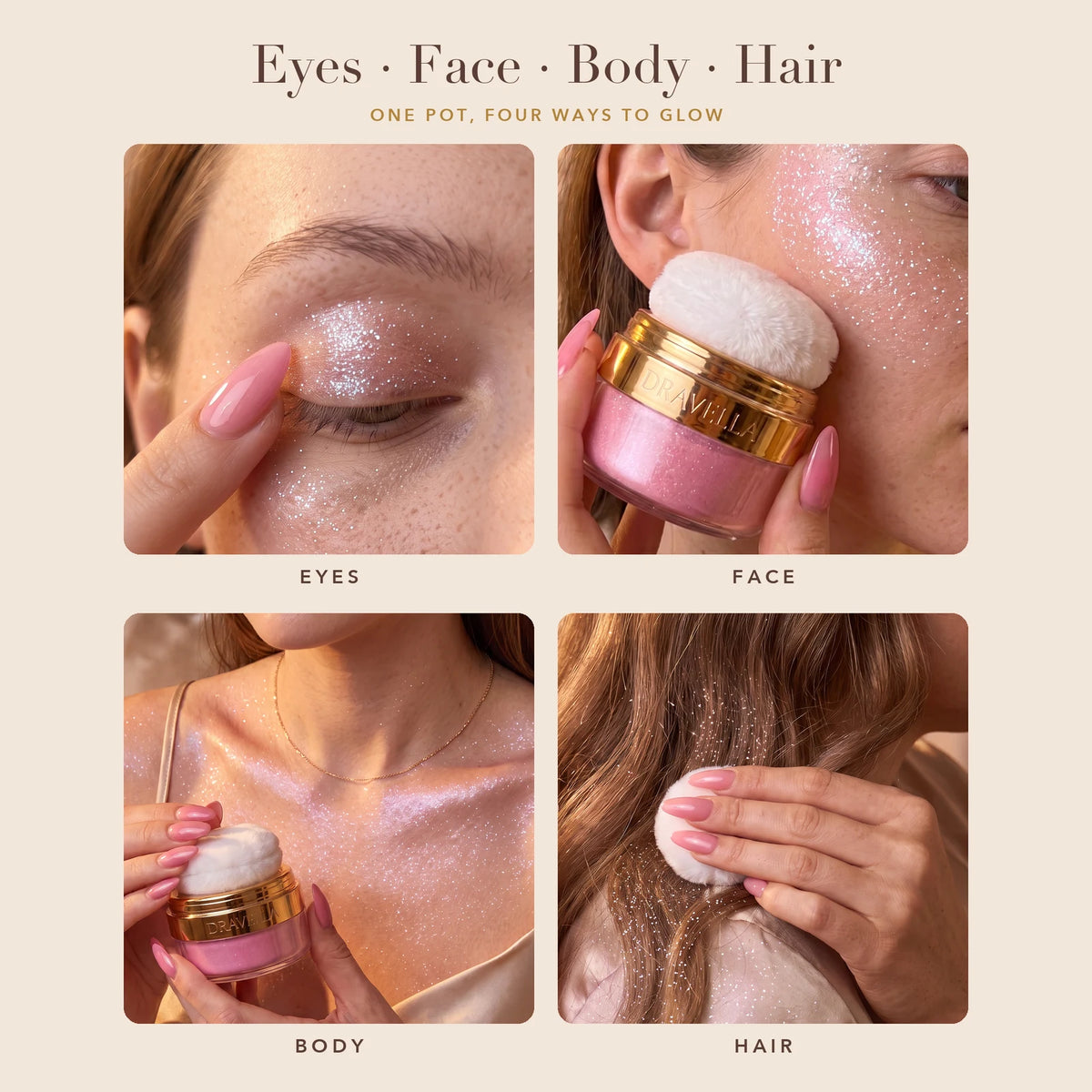 Eyes, face, body and hair