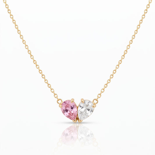 Collar Elora en oro con dos piedras de nacimiento que forman un corazón