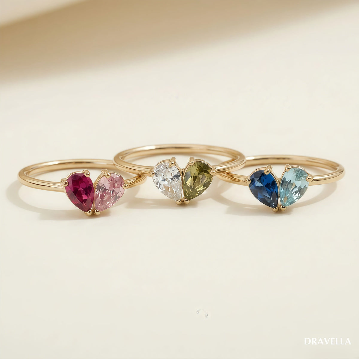Tres anillos Elora con distintas piedras