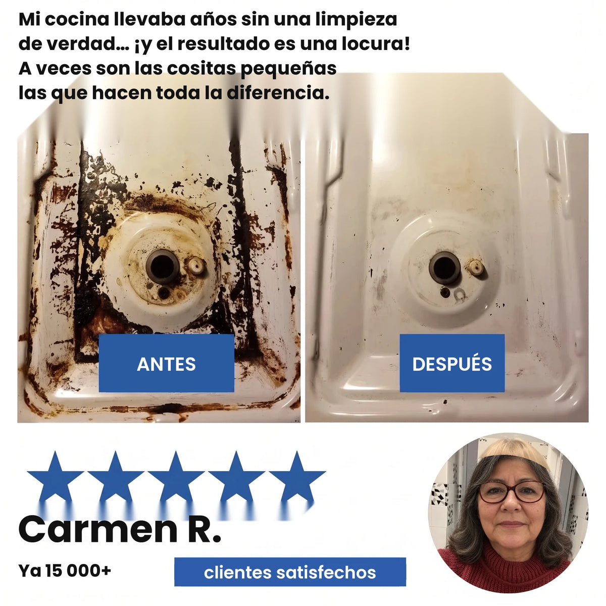 Antes y despues en un fregadero de cocina