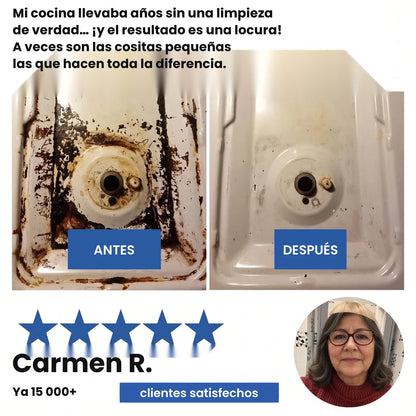 Antes y despues en un fregadero de cocina