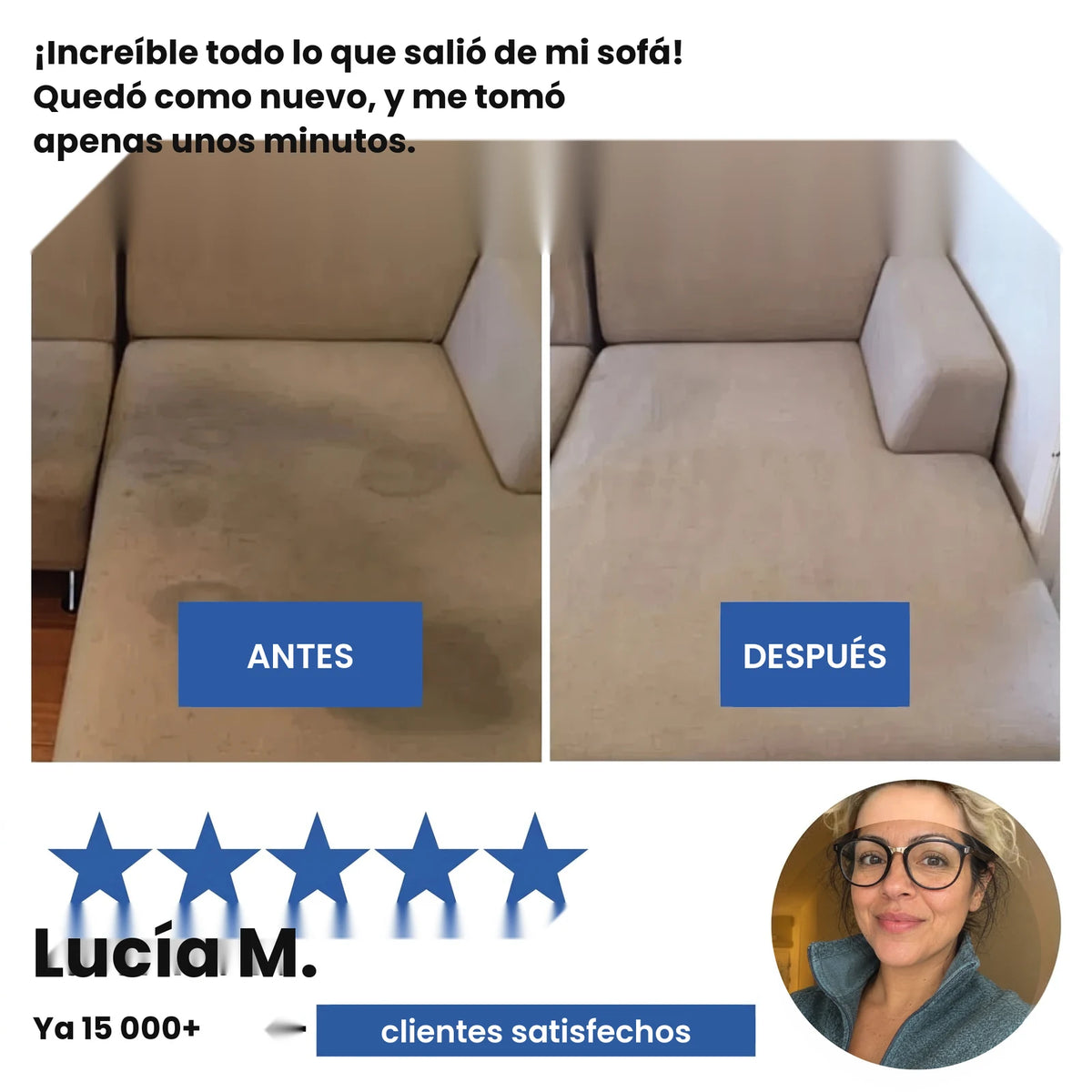 Antes y despues en un sofa