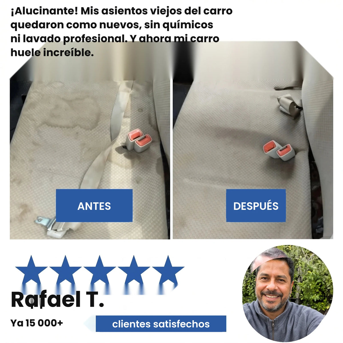 Antes y despues en asientos de carro
