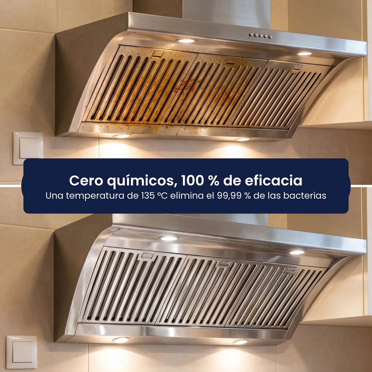 Campana de cocina desengrasada a vapor