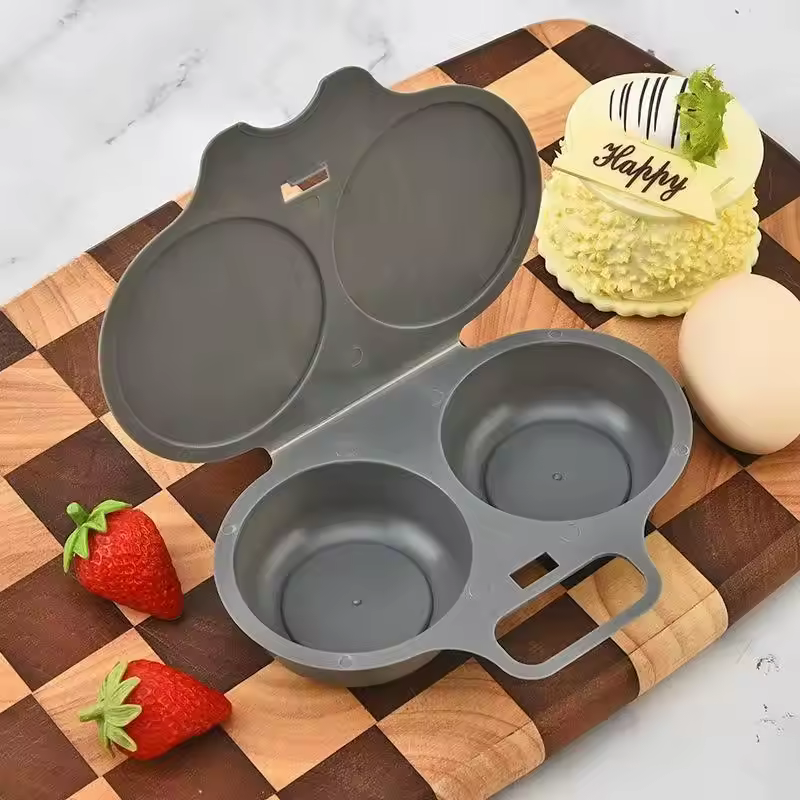 Poachly egg poacher on a chopping board