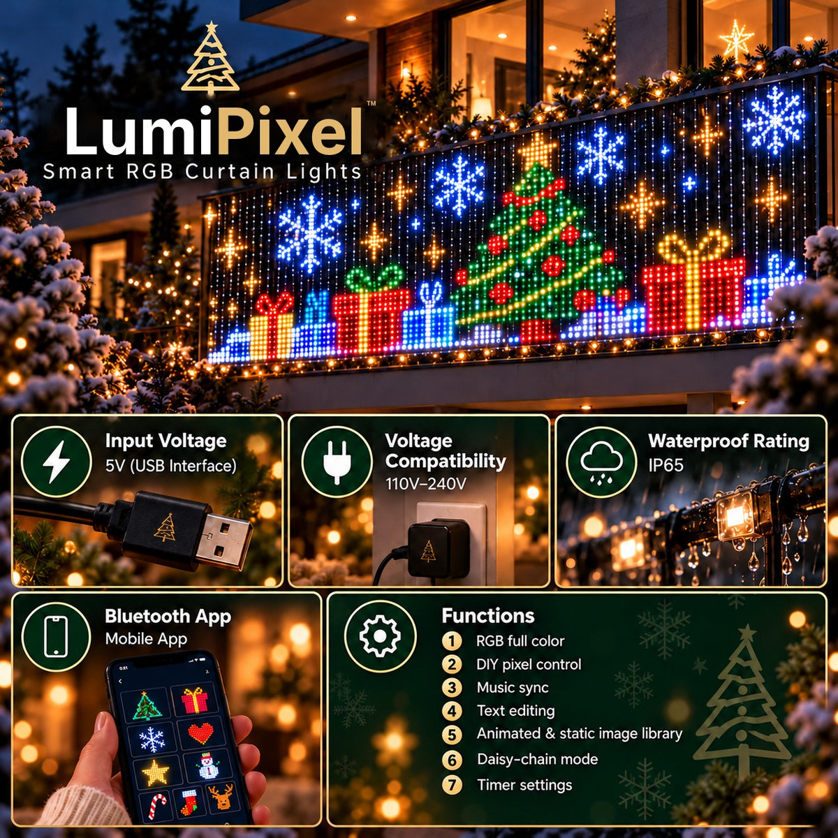 LumiPixel™ Luces de Navidad Animadas Inteligentes