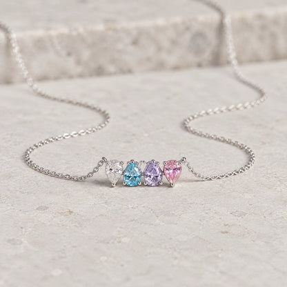 Collar Raíces en plata con cuatro piedras de nacimiento